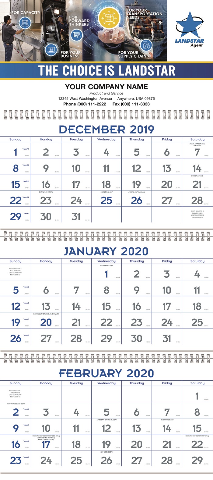 landstar calendars deskpads and planners 3 month at a glance calendars